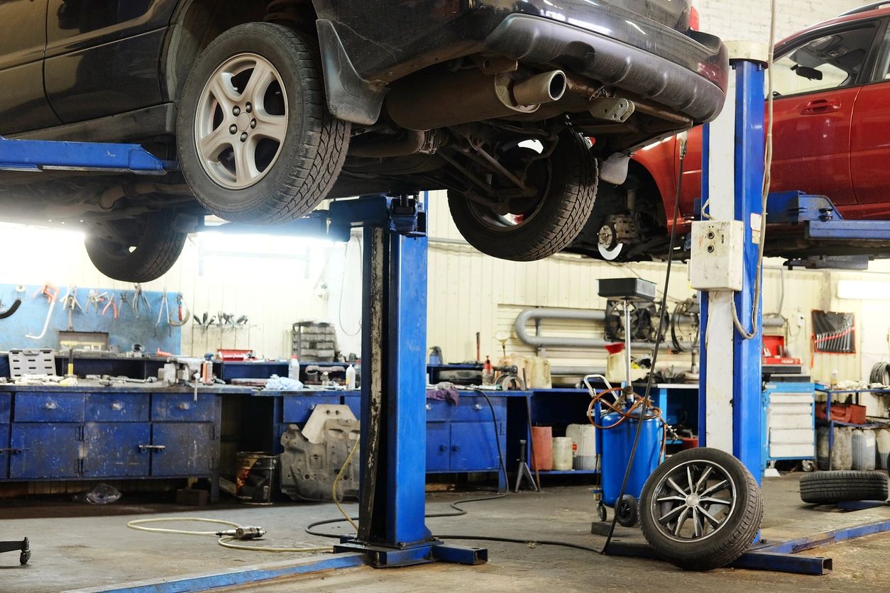 Interior of a car repair garage